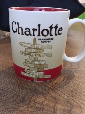 Starbucks White and Red Charlotte Signpost Mug